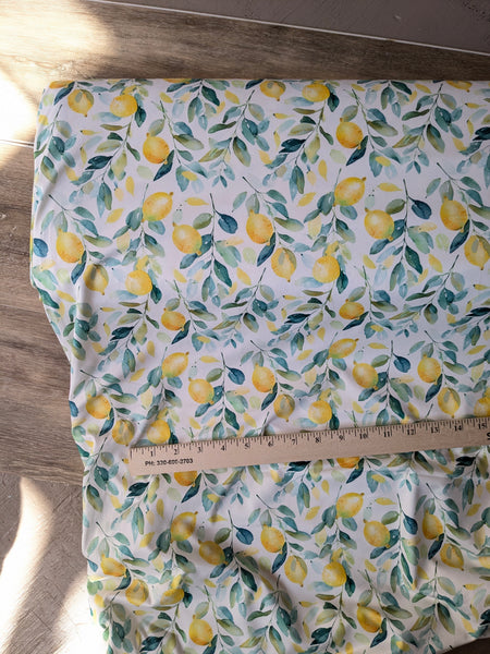 Watercolor Lemons  |Double Brushed Poly|By the Half Yard