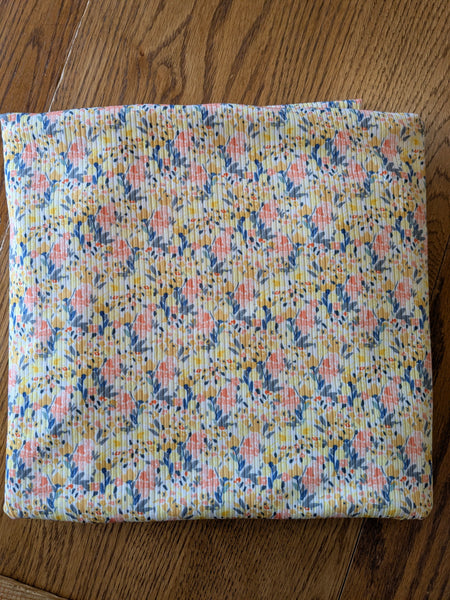Custom Print | Yellow Mini Print | Unbrushed Rib Knit|By the Half Yard