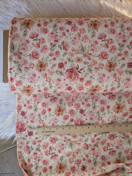 Kyla Floral | Pebblestone Knit|By the Half Yard