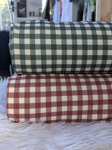 Custom Print | Gingham |Unbrushed Variegated Rib Knit|By the Half Yard