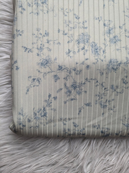Custom Print |Soft Blue Trailing on Cream | Unbrushed Rib Knit|By the Half Yard