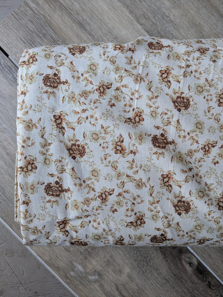 Brown Vintage Izzy Floral|Linen Blend| By the Half Yard