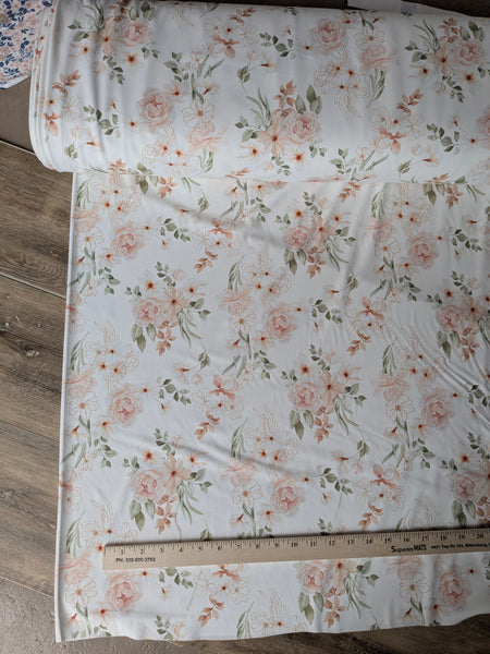 Peach Florals| Loulou Knit|By the Half Yard