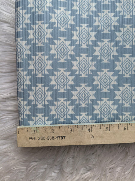 Custom Print | Blue Aztec Diamonds | Unbrushed Rib Knit|By the Half Yard