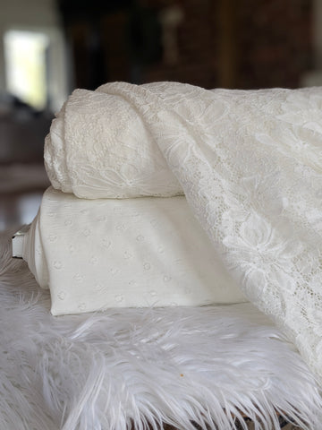 Ivory Stretch Lace|Solids| By the Half Yard