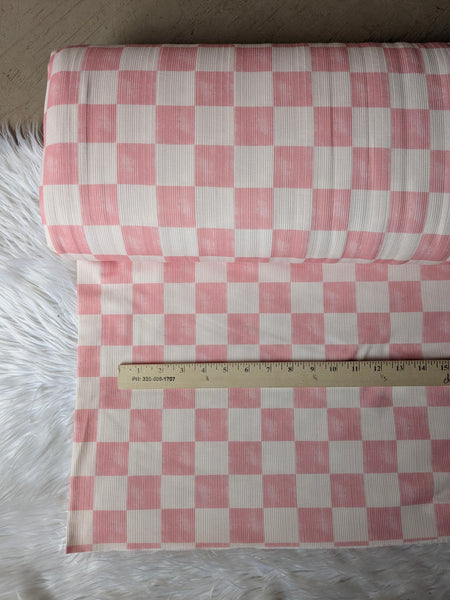 Pink Checkers| Variegated Soft Rib Knit|By the Half Yard