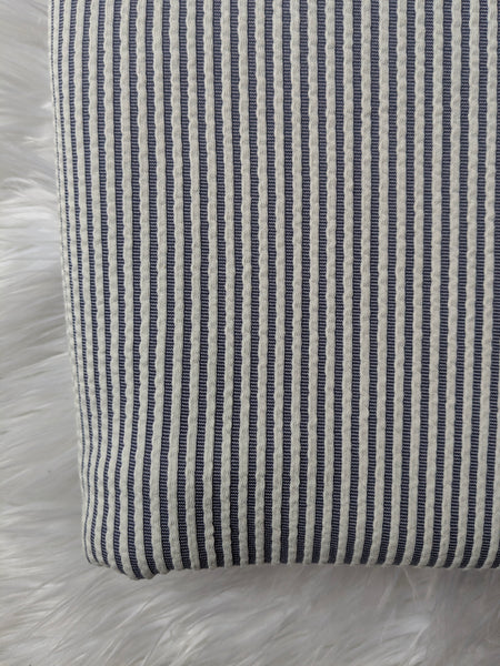 Navy Pucker Stripe Poly Knit| By the Half Yard
