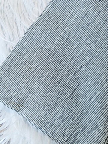 Denim Blue Seersucker Polyester Vintage Pinstripes| By the Half Yard