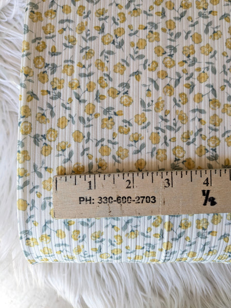 Custom Print| Yellow Mini Print| Polyester Petite Swiss Dot or Variegated Rib |By the Half Yard