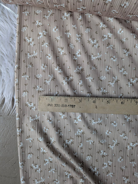 Custom Print|Petite Olive Clusters on Toffee |Unbrushed Variegated Rib Knit|By the Half Yard