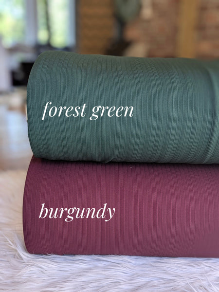 Green or Burgundy Ideal Rib Knit| Solids| By the Half Yard