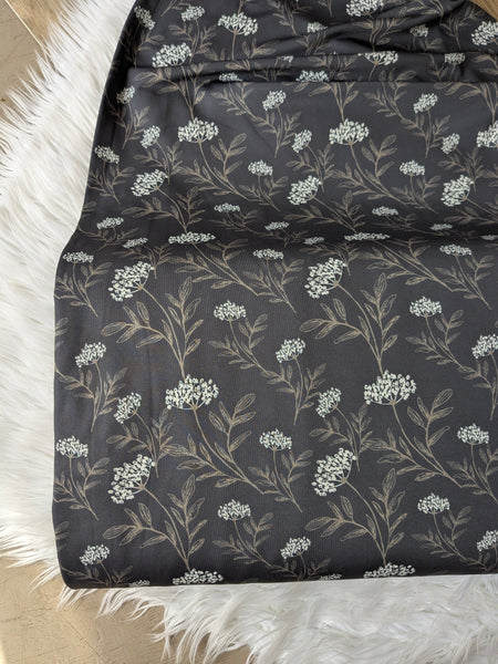 Exclusive Design|Handdrawn Hydrangeas|Unbrushed Rib Knit or Athletic Knit|By the Half Yard