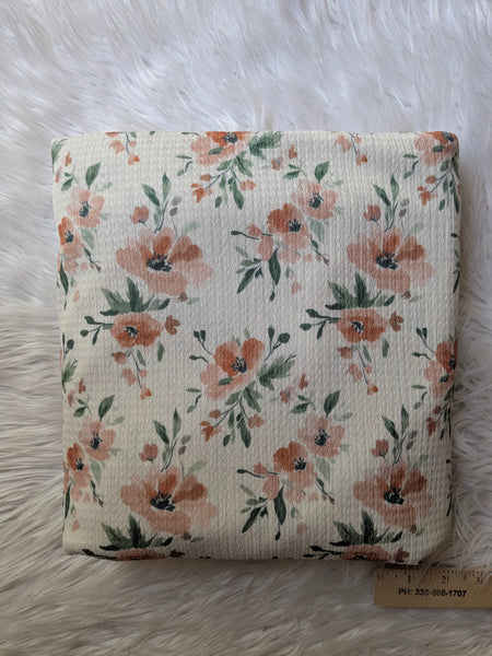 Salmon/Peach Watercolor Floral | Textured Missioni Knit| By the Half Yard