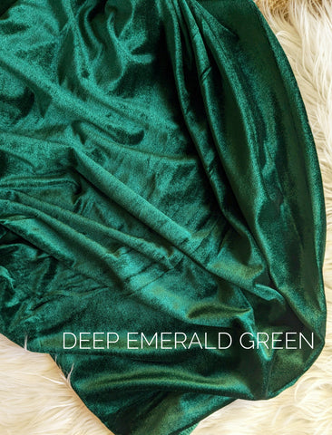 Deep Emerald Green Stretch Velvet|Solids |By the Half Yard