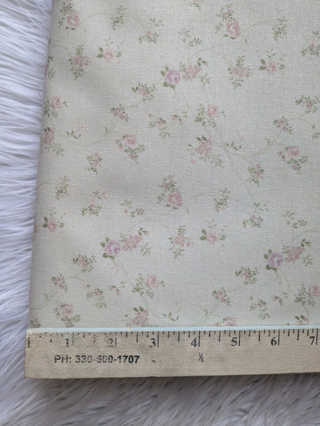 Trailing Blush Roses|Linen Cotton| By the Half Yard
