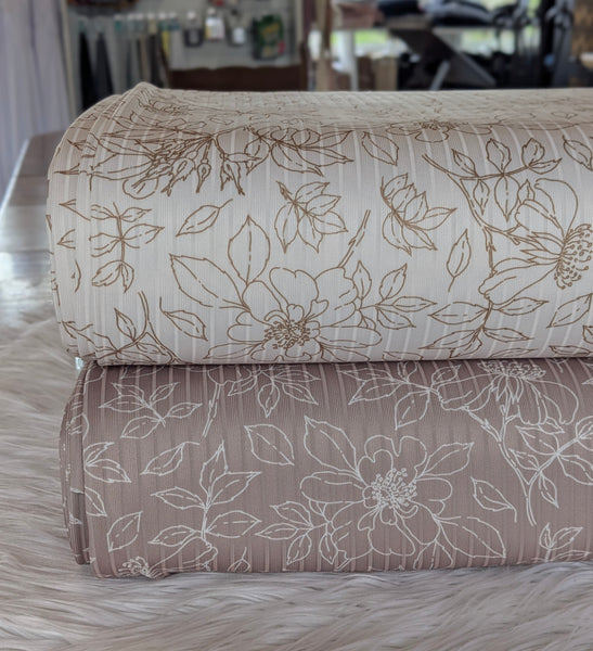 Custom Print | Stencil Floral |Unbrushed Rib Knit|By the Half Yard
