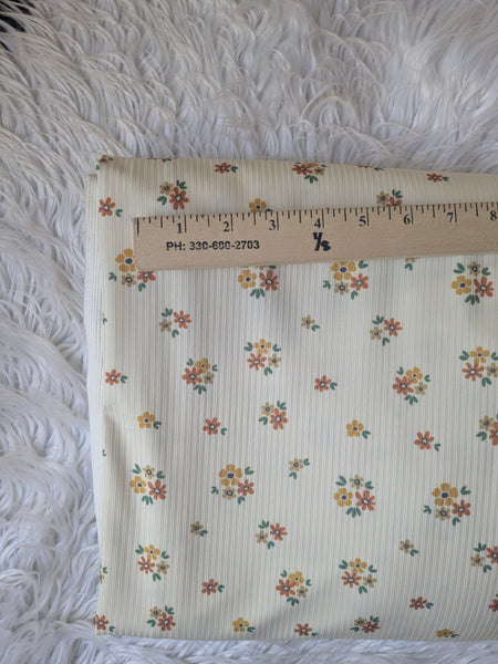 Custom Print |Vintage Bouquet  |Unbrushed Rib Knit|By the Half Yard
