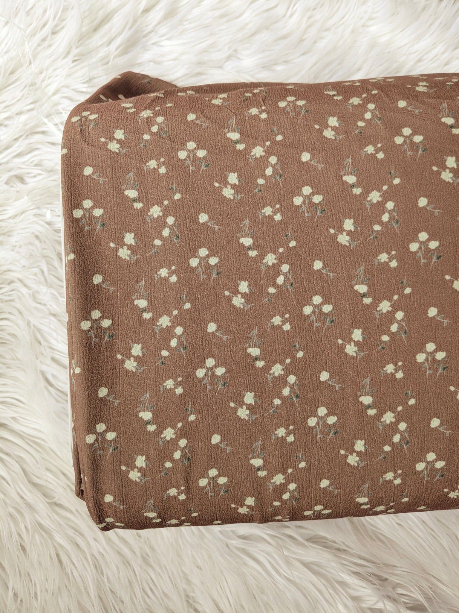 Custom Print|Petite Rosebuds on Mocha |Cloud Poly By the Half Yard