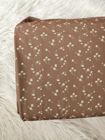 Custom Print|Petite Rosebuds on Mocha |Cloud Poly By the Half Yard