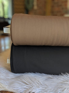Black or Mushroom Ideal Rib Knit| Solids| By the Half Yard