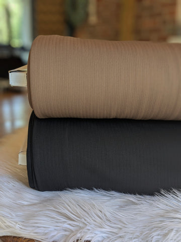 Black or Mushroom Ideal Rib Knit| Solids| By the Half Yard