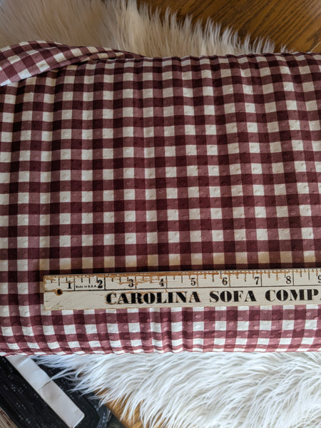 Custom Print |  Evergreen & Burgundy Gingham Swiss Dot Knit |By the Half Yard