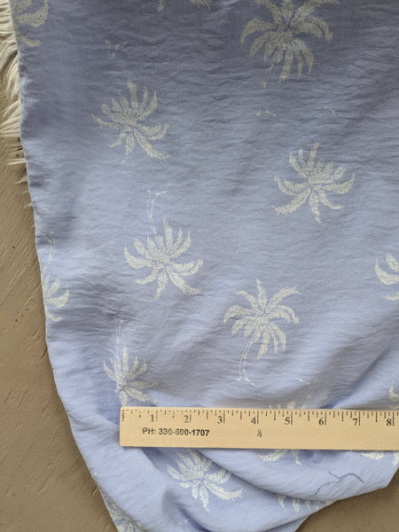 Palm Tree on Soft Blue Embroidery Look |Polyester Air Flow| By the Half Yard