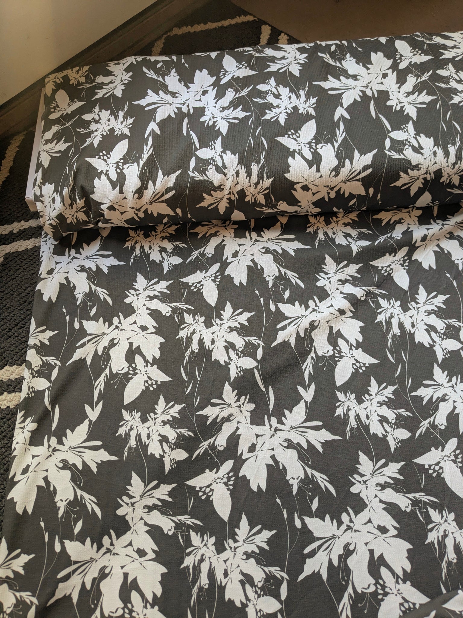 Whitney Floral in Deep Olive| Pebblestone Knit|By the Half Yard