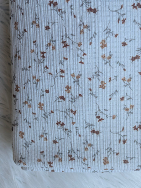 Rust & Cognac Petite Print | Pointelle Rib Knit|By the Half Yard