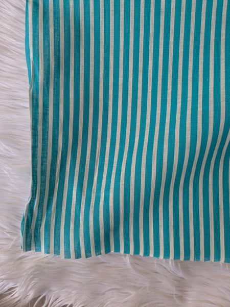 Teal Stripes |100% Linen |By the Half Yard