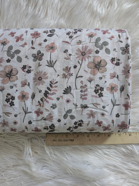Mauve Wildflowers|Poly Cotton Crinkle | By the Half Yard