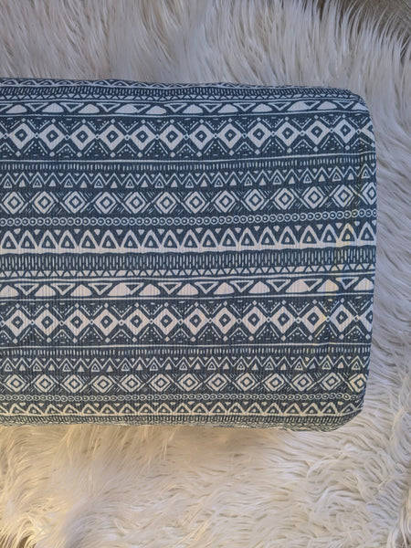 Denim Blue Aztec| Variegated  Rib Knit |By the Half Yard