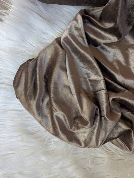 Cappuccino Stretch Velvet|Solids |By the Half Yard