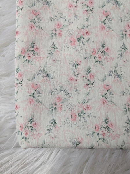 Blush Petite Roses| Summer Crush Crinkle Polyester|By the Half Yard