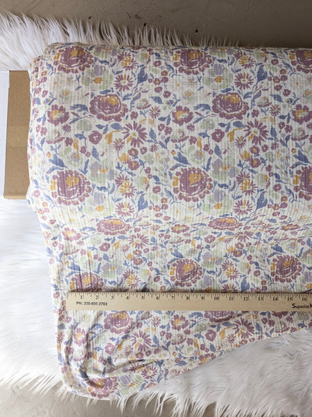 Evelyn Floral on Lt. Cream |Summer Breeze Knit|By the Half Yard