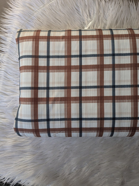 Custom Print| Fall Plaid | Unbrushed Variegated Rib Knit|By the Half Yard