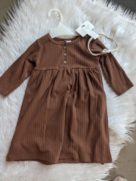 Rust Rib Knit Dress with Headband
