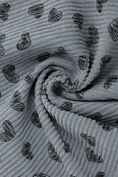 Handdrawn Hearts Corduroy Wide Ribs| Cotton| By the Half Yard