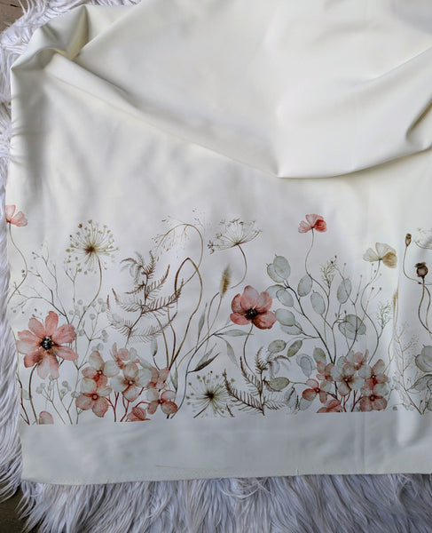 Custom Print| Wildflower Border Print |Matte Athletic Knit| By the Half Yard