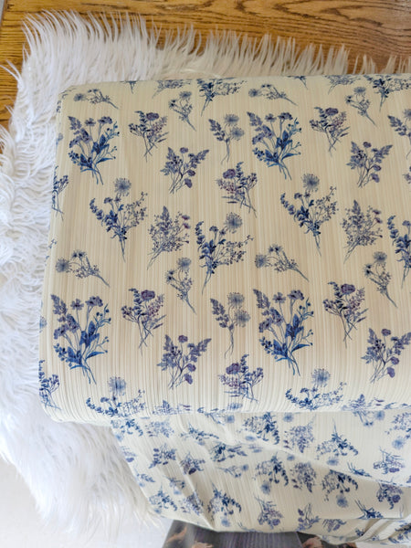Custom Print |Chinoiserie Bouquets Textured Missioni or Rib Knit| By the Half Yard