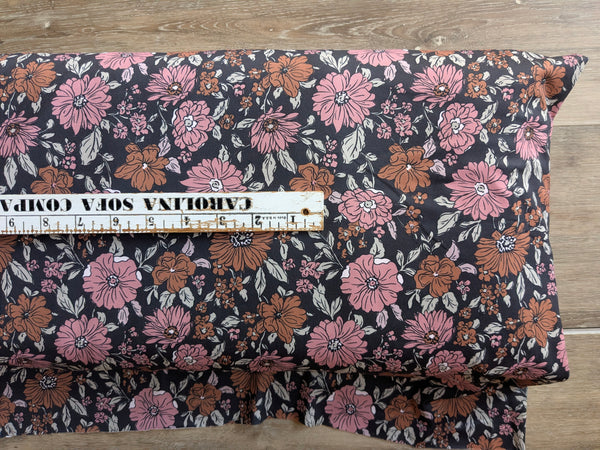 Carmel or Charcoal Florals • Eureka Jersey Knit|By the Half Yard