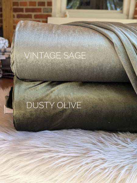 Vintage Sage Stretch Velvet|Solids |By the Half Yard