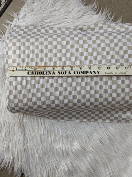 Taupe Checkers| Yummy Rib Knit|By the Half Yard