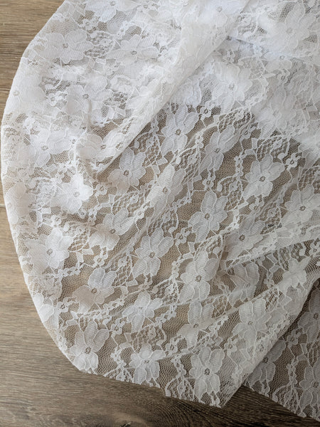 Ivory Medium Floral Stretch Lace|Solids| By the Half Yard
