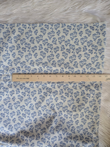 Custom Print| Summer Blue Bouquet| Polyester Petite Swiss Dot |By the Half Yard