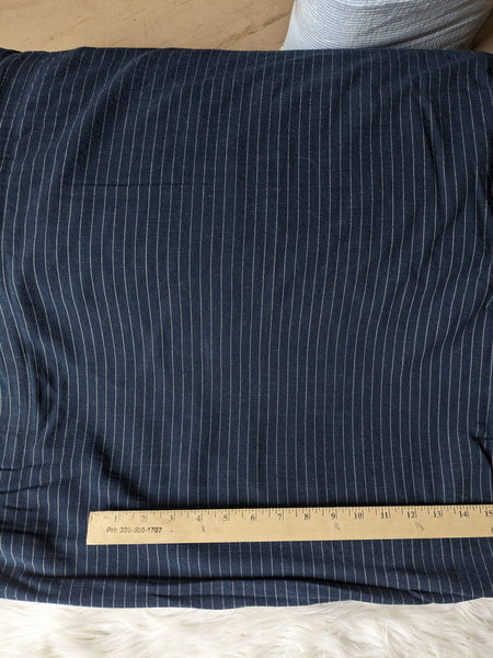 Navy Linen Blend Pinstripes  | By the Half Yard