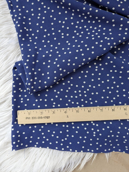 Summer Navy Polka Dots| Air Flow Polyester | By the Half Yard