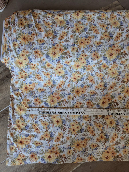 Sunflower Blooms in Soft Cream |Summer Breeze Knit|By the Half Yard