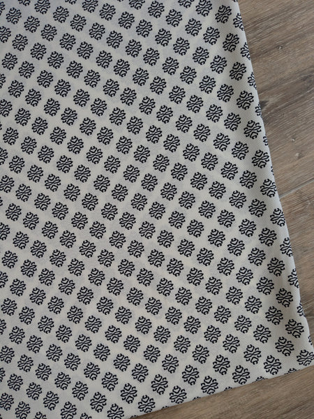 Black Geometric Polyester Twill Blend| By the Half Yard