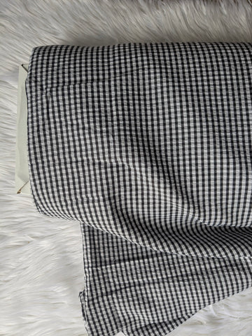 Black & White Gingham Plaid| Seersucker Poly | By the Half Yard